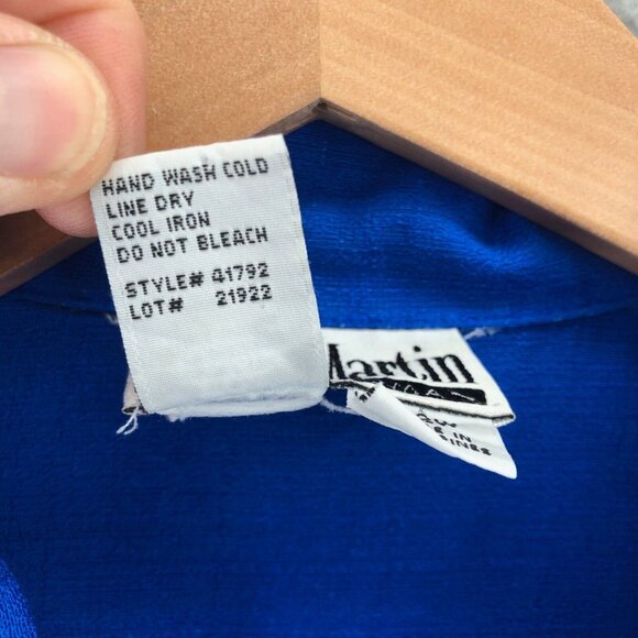 Sheri Martin Top Womens 22W Plus Blue Button Floral Embroidered Short Sleeves - Picture 7 of 10